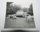 Vintage Picture Photo 3.5"x3.5" Feb 1956 Car by the River Chevrolet Picnic Cot