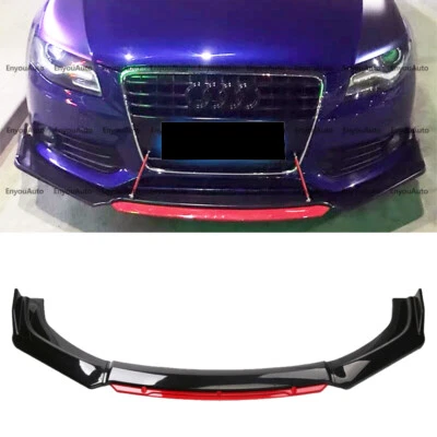 For Audi S3 S4 S5 UNIVERSAL Front Bumper Lip Spoiler Splitter Glossy Black Red Foto 1 de 4