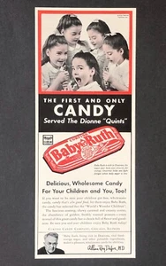 Baby Ruth Bar 1941 anuncio Dionne Quints primera foto caramelo impresión de colección AD - Imagen 1 de 2