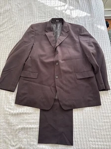 Traje de 2 piezas Davizzo para hombre talla 54L talla W48 marrón a rayas 100 % poliéster - Imagen 1 de 11