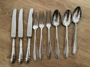Gebr Hepp 90 Besteck versilbert Löffel Messer Gabel Essbesteck Antik 3er-Set - Bild 1 von 4