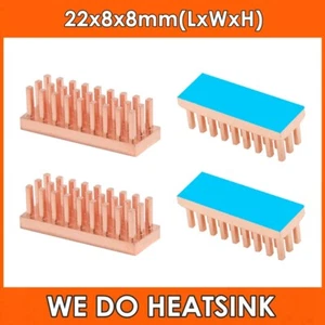 22x8x8mm Pure Copper Pin Fins Copper Heatsink Thick Base Radiator Cooler For DIP - Picture 1 of 6