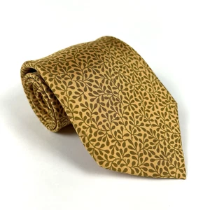 Cravatta uomo Hermes 7779 FA 100% seta oro giallo floreale made in France - Foto 1 di 6