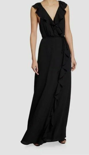 Wayf Womens Elise Black Ruffled Open Back Maxi Wrap Dress M BHFO 2019