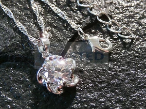 Silver Flower Pendant White Gem Charm and Necklace Chain Jewellery Jewelry WN041 - Picture 1 of 3