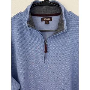 Tasso Elba Mens XL Blue Quarter Zip Pullover Sweater Long Sleeve - Picture 1 of 9