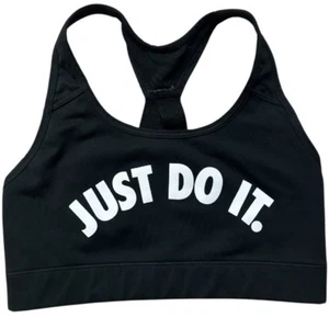 Sujetador deportivo Nike Just Do It Racerback negro con texto blanco talla XS - Imagen 1 de 4