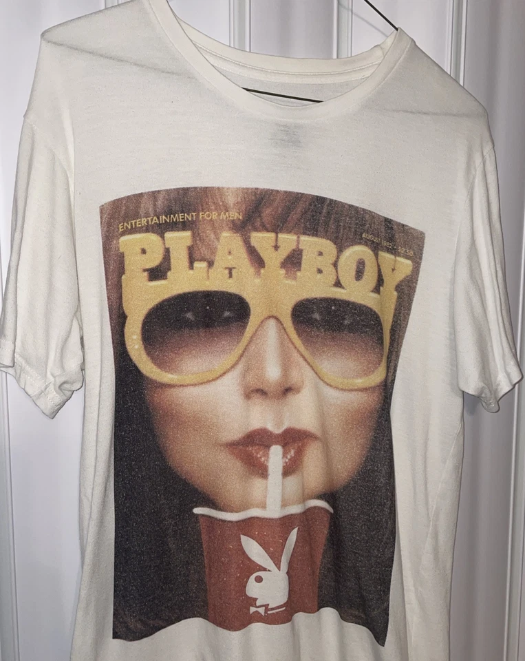 Camiseta blanca ElevenParis Playboy Magazine para hombre•L gráfica urbana informal hip hop Foto 1 de 4