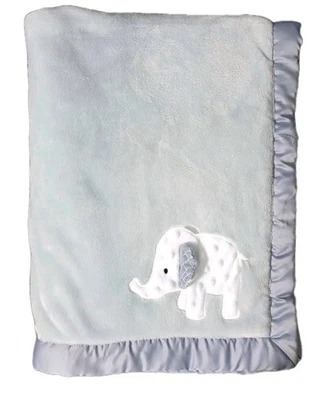Manta de bebé Wendy Bellissimo gris blanco Minky Dot elefante borde satinado  Foto 1 de 4