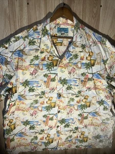 Camicia hawaiana vintage Paradise On A Hanger uomo 4XL Beach Kitten rara - Foto 1 di 8