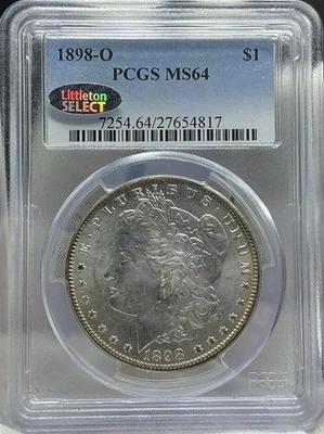 Серебряный Моргановский доллар 1898 O PCGS MS64 - Изображение 1 из 2