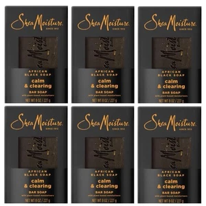 6 Pack SheaMoisture Calm & Clearing African Black Bar Soap, Shea Moisture, 8oz - Picture 1 of 5