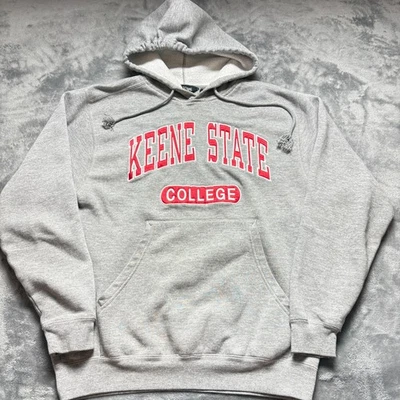 Moletom com capuz vintage Holloway masculino pequeno urze cinza algodão logotipo Keene State College - Imagem 1 de 4