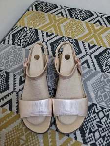Rose Gold Hotter Tropic Leather Ankle Strap Sandals Size 7 EXF Wide EU 41 - Picture 1 of 12