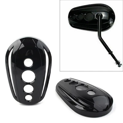 Oval Rearview Mirrors Cover Black Fit Harley Dyna Street Glide Softail Sportster - Image 1 of 4