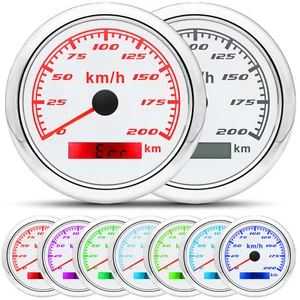 85mm GPS Speedometer 0-200Km/h Odometer Gauge 7 Colors For Car Marine Boat Truck - Picture 1 of 13