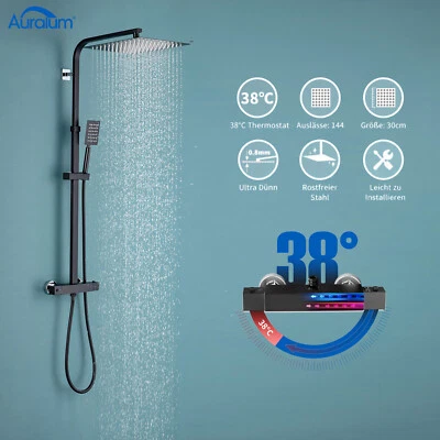 Duschsystem mit Thermostat Duscharmatur Regendusche Duschset Handbrause Dusche - Bild 1 von 4
