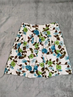 Banana Republic Women's Skirt 14 Ivory Silk Ivory Floral Print Cottage Summer  - Image 1 of 4