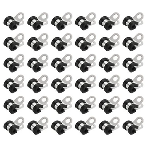 36pcs Stainless Steel Cable Clamps 1/4 Inch Rubber Cushioned Insulated Clamp - Picture 1 of 7
