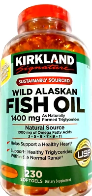 Kirkland Signature Wild Alaskan Fish Oil 1400 mg 230 Softgels EXP 05/2026 - Image 1 of 4