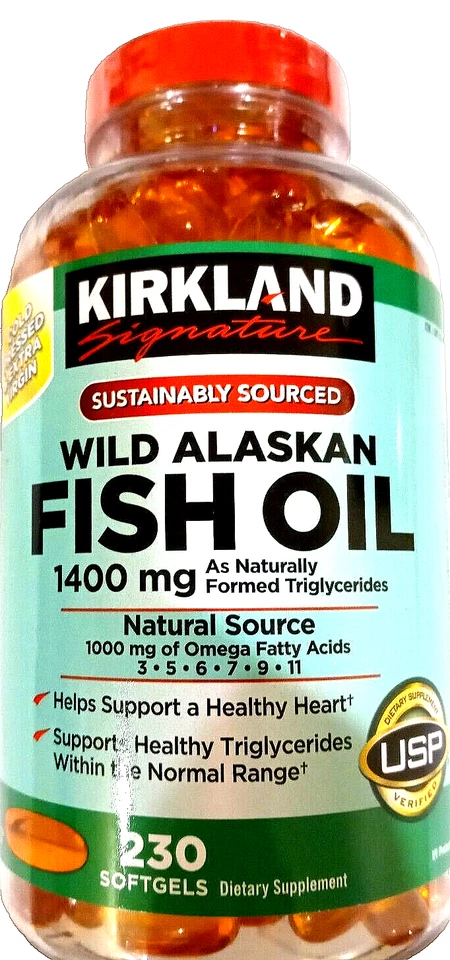 Óleo de peixe Kirkland Signature Wild Alaskan 1400 mg 230 cápsulas gelatinosas EXP 05/2026 - Imagem 1 de 4