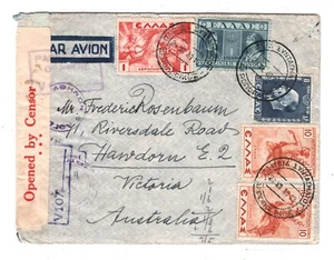 GREECE WW2 Air Mail Cover Athens CENSOR*** Australia 1940 Imperial Airways XD118 - Picture 1 of 15