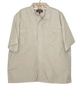Tru-Spec Size XL Khaki Heavy Duty Thick Short Sleeve Zip Up Tough Work Shirt - Picture 1 of 11