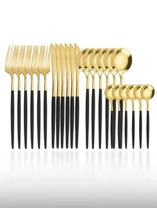 24Pcs Cutlery Set Stainless Steel Knife Fork Spoon Tableware Flatware Set(32) - Picture 1 of 4