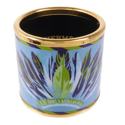 HERMÈS Anello sciarpa HERMES metallo oro blu