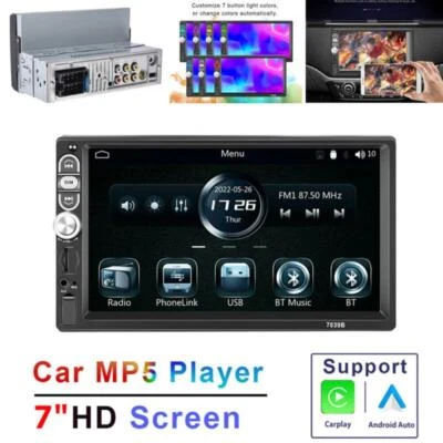 7" 1DIN Touch Screen Carplay Bluetooth Car BT Radio MP5 Player for iOS/Android - Image 1 of 4