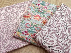 FAT QUARTER FABRIC BUNDLE William Morris Rose Pink Floral Bird Print Fabric - Picture 1 of 3