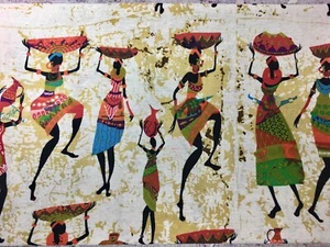 50x150cm African Village Thin Cotton Linen Fabric DIY Craft Sewing Material - Picture 1 of 4