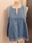  Ladies New NEXT  DENIM STYLE Blue BOHO Embroidered BLOUSE TOP Sz UK 10