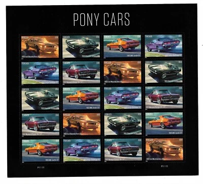 #5715-5719 Pony Cars (forever) 2022 Issue-MNH Sheet of 20 (5 Different) - Image 1 of 2