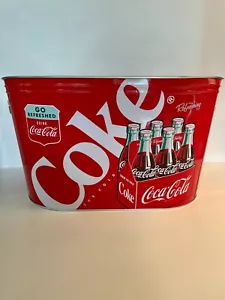 Coca Cola Coke Ice Bucket Large Oval Galvanized Metal Tin Party Tub Cooler NEW - Picture 1 of 5