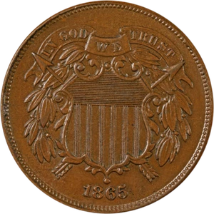1865 Two (2) Cent Piece - Choice+ Great Deals From The Executive Coin Company - Picture 1 of 2