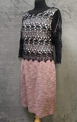 Laura Ashley Dress Size 16 Guipure top Fully Lined Sleeveless Pencil Midi Pink - Image 1 of 4