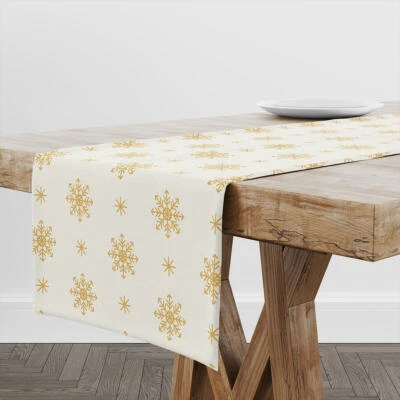 Table Runner Golden Snowflakes | Unique Design Table Decor | Made in EU - Image 1 of 2