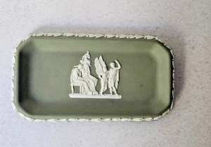 Wedgewood Green Jasperware Trinket Dish Dresser Tray England - Picture 1 of 4