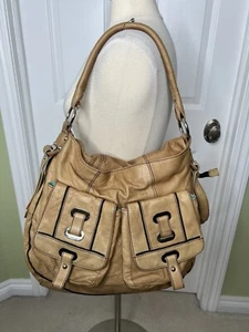 ORYANY Tan Brown Large Soft Leather Fold Over Hobo Shoulder Bag Tote Handbag - Picture 1 of 16