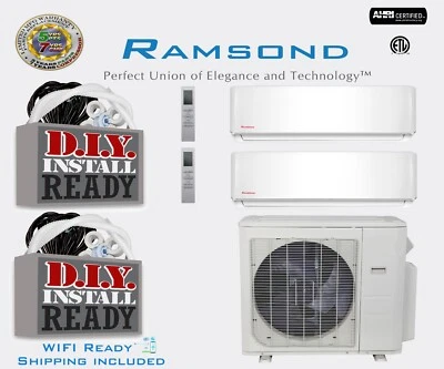 Ramsond Multi Zone 27K BTU + 2 x 12k BTU suporte de parede com kit de instalação de 25 pés - Imagem 1 de 4