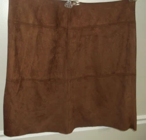 CHAPS Brown Suede Polyester Elastane A-Line Side Slit Skirt Size 22W NWT $86 - Picture 1 of 7