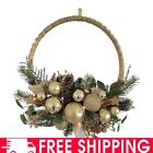 LED Lights Wedding Supplies Christmas Wreath 30cm for Front Door (Gold)