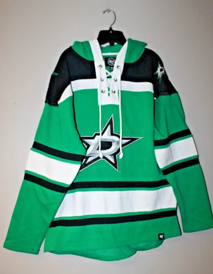 New NHL Dallas Stars Lacer old time jersey style mid weight cotton hoodie men S - Image 1 of 4