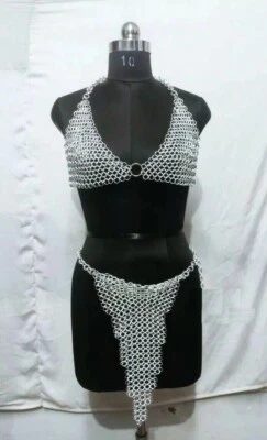 Chain mail Medieval Butted Bikini Aluminum Silver Hot Sexy Costume - Image 1 of 3