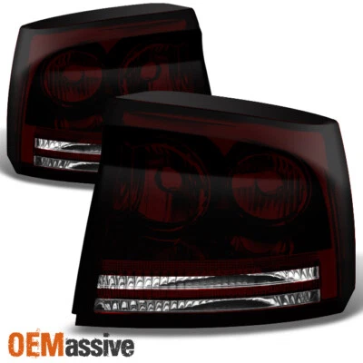 Fit 2006-2008 Dodge Charger Dark Red Rear Taillights Tail Lamp Replacement Pair - Image 1 of 4