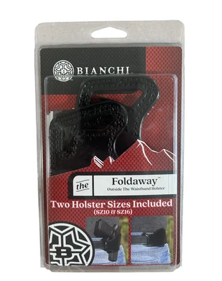 Bianchi Model 101 Black Leather Foldaway Holster Two Sizes 10 & 16 NEW SEALED - Image 1 of 2