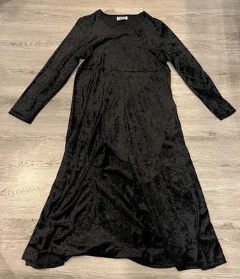 Vestido Teddi Vintage Gótico Grunge Negro Terciopelo Aplastado Años 90, Talla Grande Y2K Foto 1 de 4