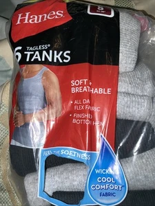 NEW Hanes 5-Pack Men's Soft Breathable Tagless Tanks Black & Gray Sz Small - Picture 1 of 2
