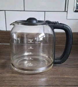 Replacement Coffee Carafe Pot 12-Cup Glass with Black Handle & Lid – Universal - Picture 1 of 4